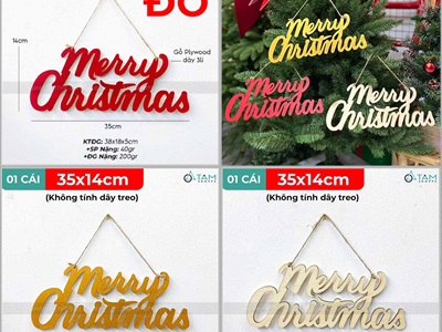 Chữ Merry Christmas 35x14cm [Bằng gỗ - Nhiều màu] CHU-GO-18